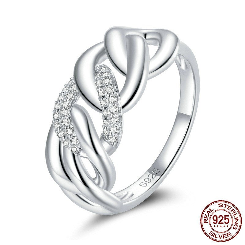Interlocking Sterling Silver Chain Ring