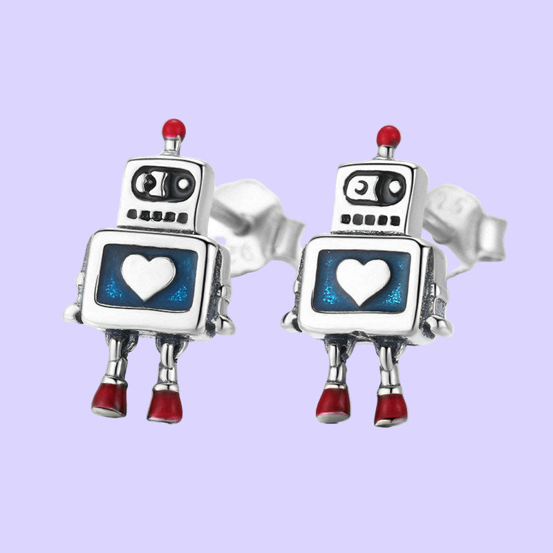 Sterling Silver RetRobot Earrings