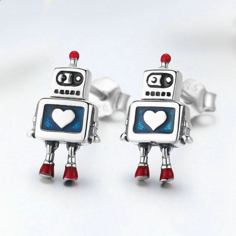 Sterling Silver RetRobot Earrings