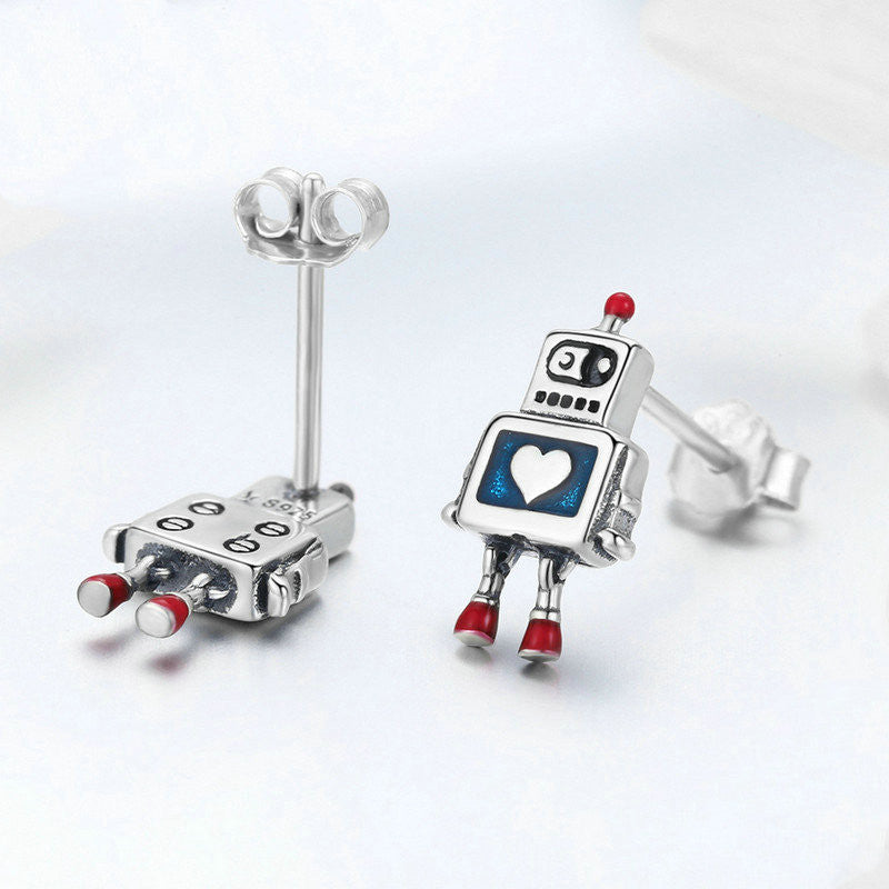Sterling Silver RetRobot Earrings