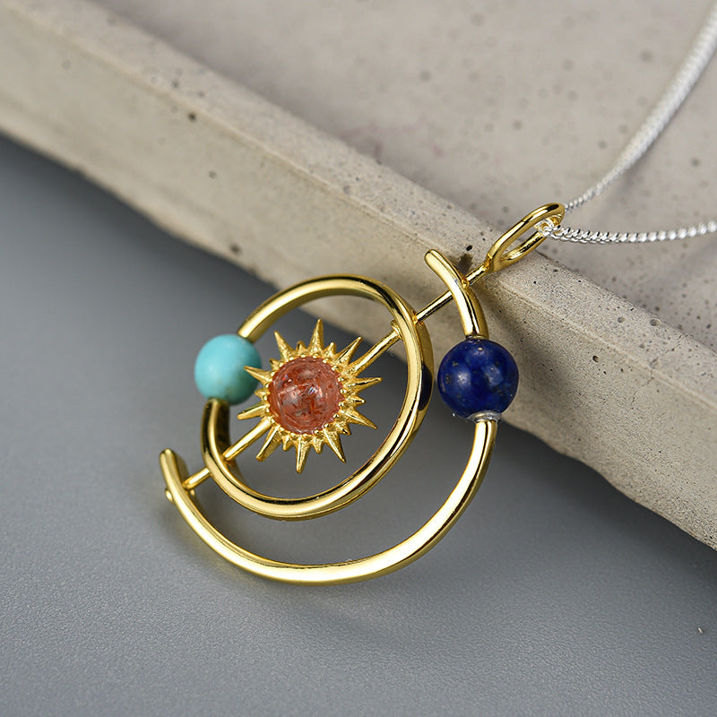 Sterling Silver Starburst & Solar System Pendant