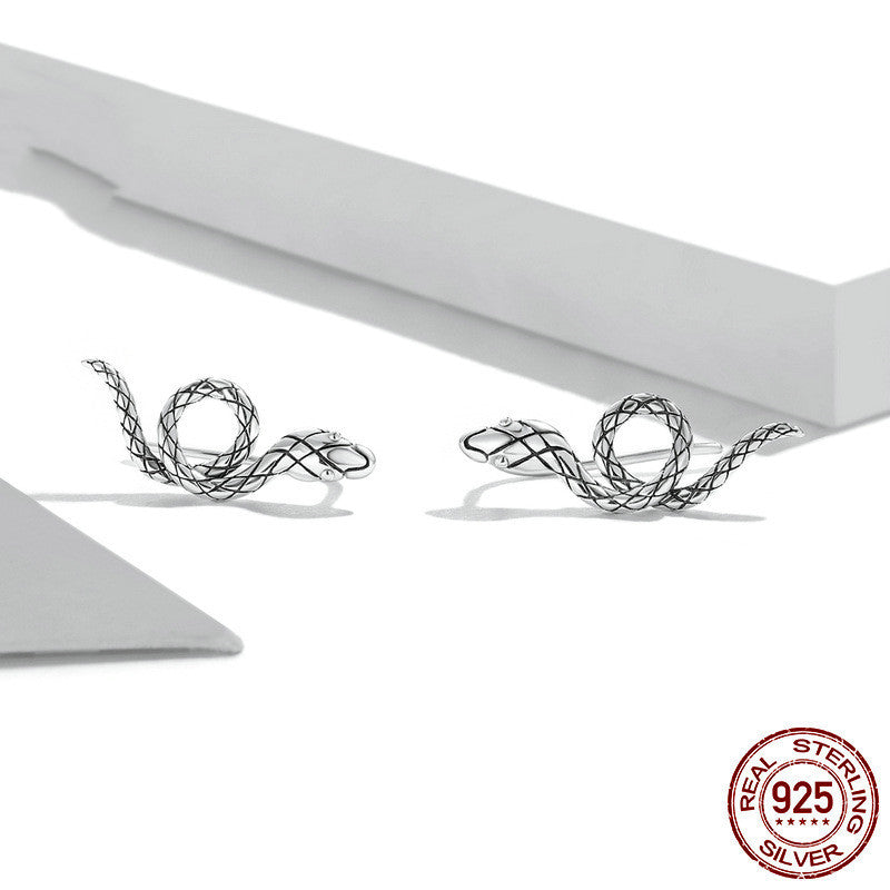 Sterling Silver Swirl Snake Stud Earrings