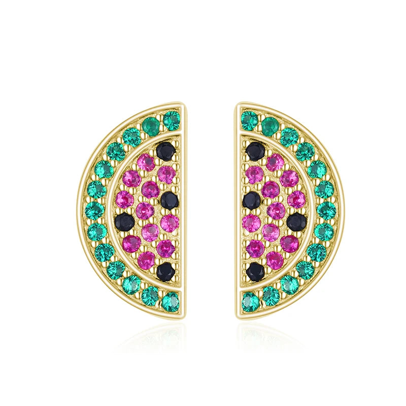 2021 Summer New 925 Sterling Silver Cute Plant Watermelon Fashion Female Stud Earrings for Women Girls Exquisite Jewelry