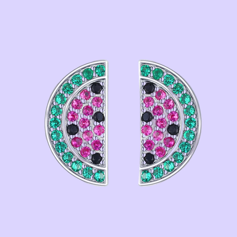 2021 Summer New 925 Sterling Silver Cute Plant Watermelon Fashion Female Stud Earrings for Women Girls Exquisite Jewelry