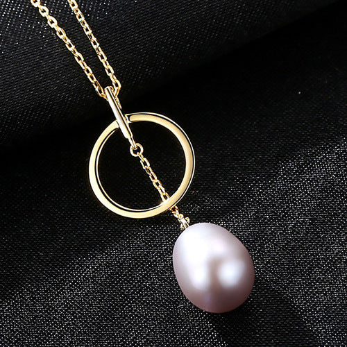 Sterling Silver Hoop & Pearl Necklace
