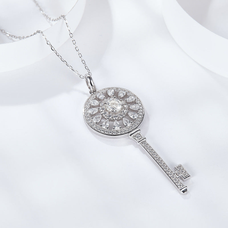 Sterling Silver Snow Flower Key Necklace