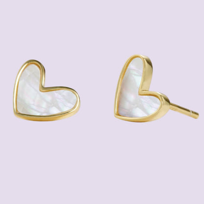Mother of Pearl Tiny Heart Studs