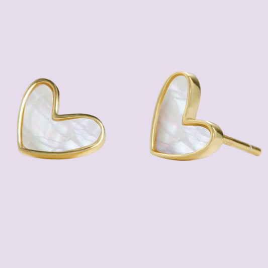 Mother of Pearl Tiny Heart Studs