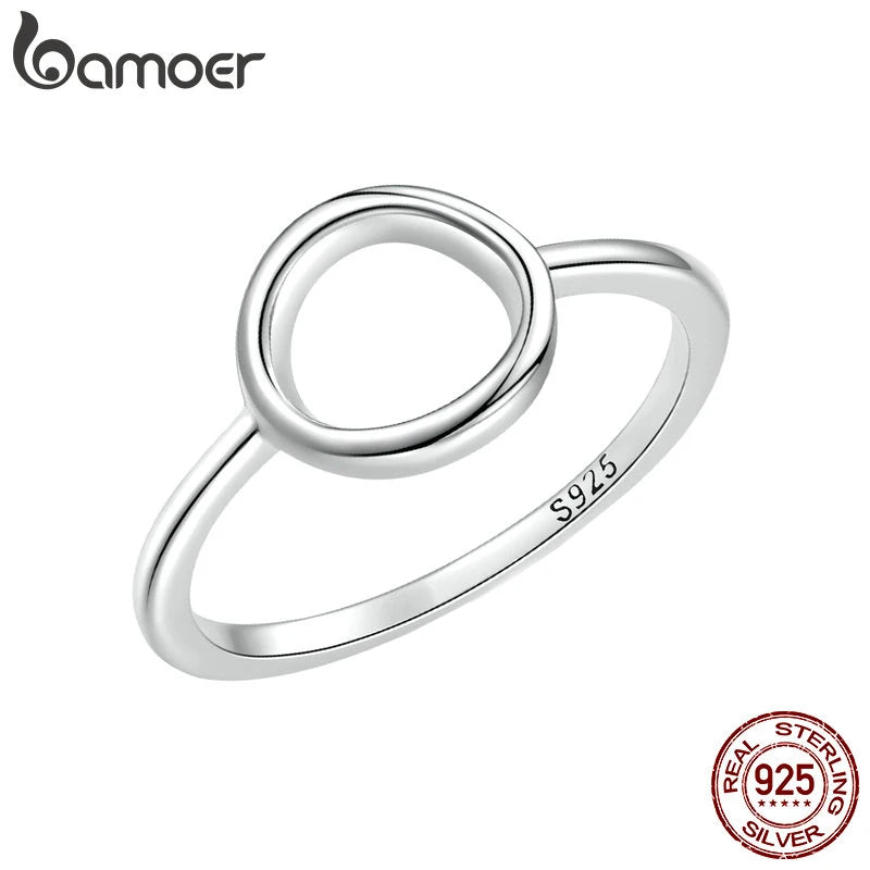 Sterling Silver 925 Simple Fashion Circle Finger Rings for Women Statement Ring SCR825