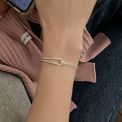 Sterling Silver Asymmetric Stitching Bracelet