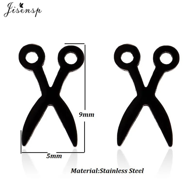 Simple Scissor Earrings Fashion Black Color Stainless Steel Stud Earings for Women Party Fancy Jewelry Boucle D'Oreille