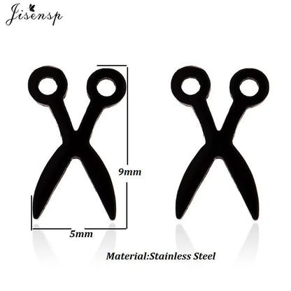 Simple Scissor Earrings Fashion Black Color Stainless Steel Stud Earings for Women Party Fancy Jewelry Boucle D'Oreille