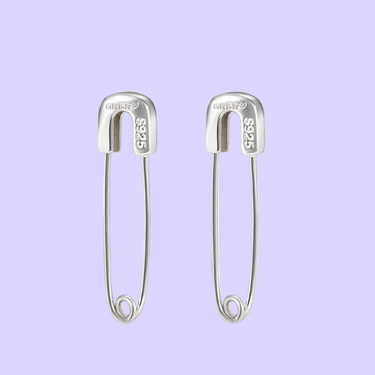 Sterling Silver Safety Pin Earrings