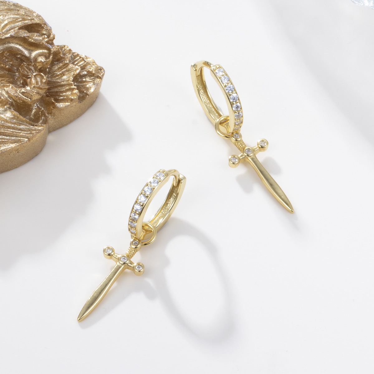 Sterling Silver Dagger Huggies