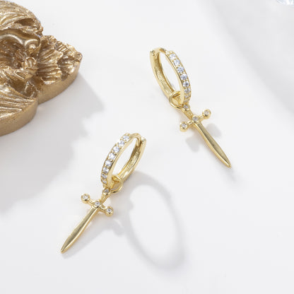 Sterling Silver Dagger Huggies