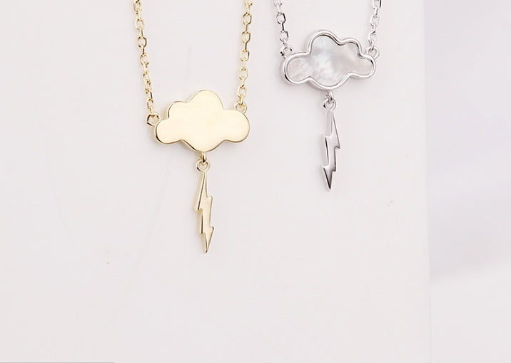 Sterling Silver Cloud & Lightning Necklace