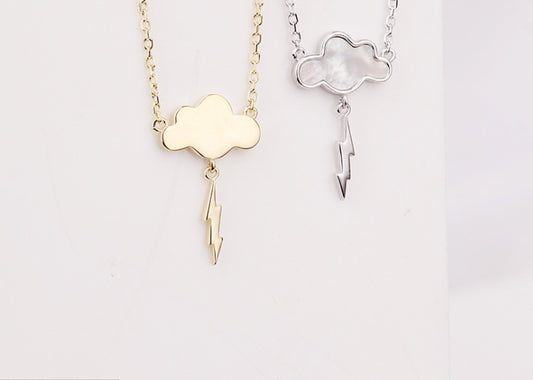 Sterling Silver Cloud & Lightning Necklace