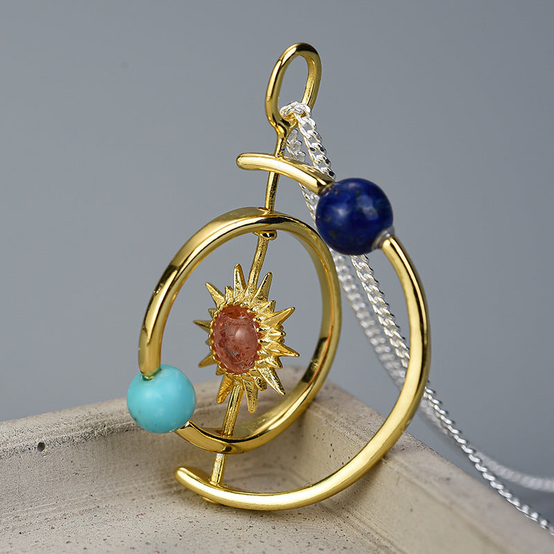 Sterling Silver Starburst & Solar System Pendant