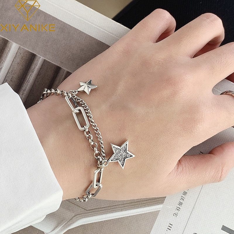 Sterling Silver Paperclip Star Bracelet