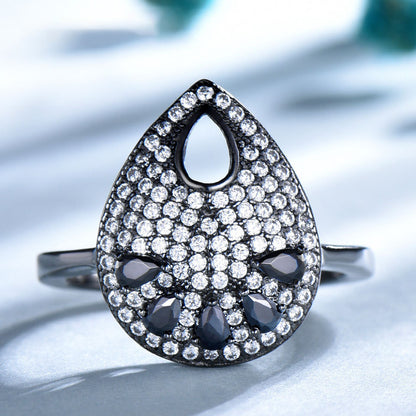 Sterling Silver Art Deco Tear Drop Ring