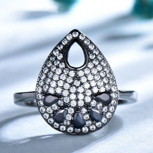 Sterling Silver Art Deco Tear Drop Ring