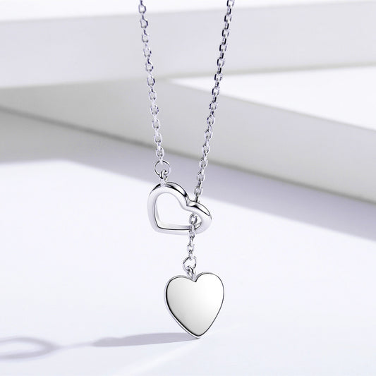 Sterling Silver Bolo Hearts Necklace