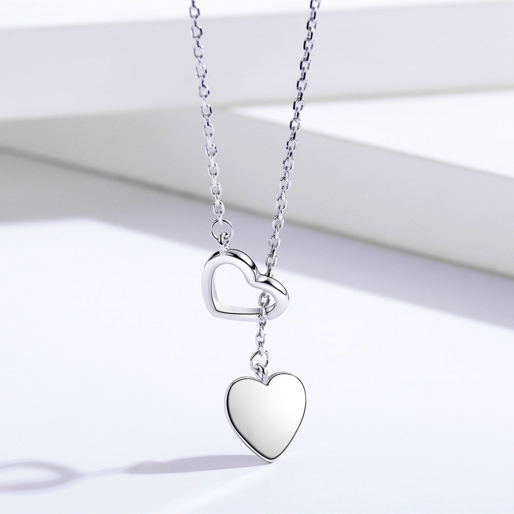 Sterling Silver Bolo Hearts Necklace