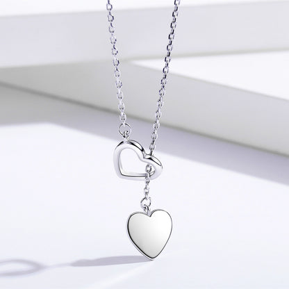 Sterling Silver Bolo Hearts Necklace