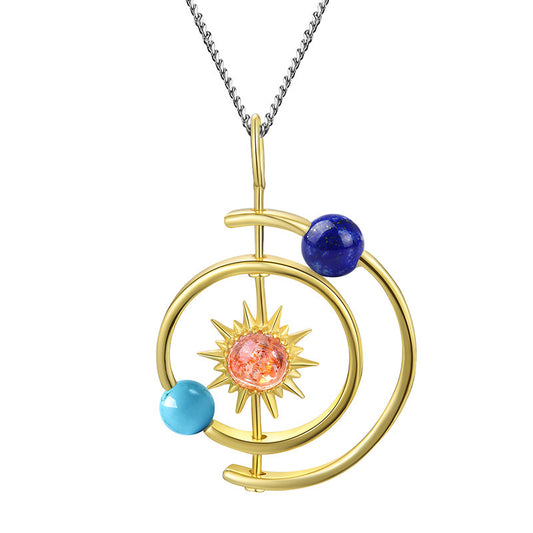 Sterling Silver Starburst & Solar System Pendant