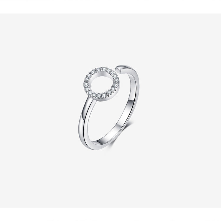 Sterling Silver Adjustable Pave Circle Ring