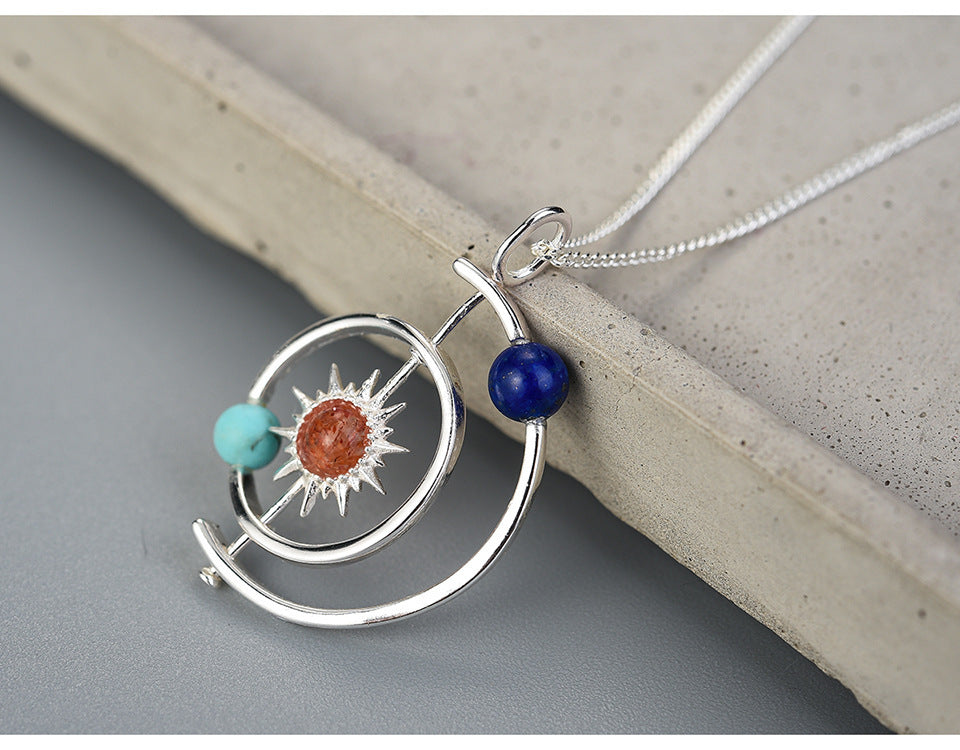 Sterling Silver Starburst & Solar System Pendant