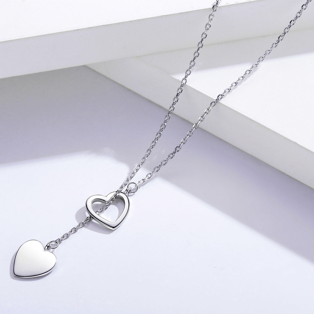 Sterling Silver Bolo Hearts Necklace