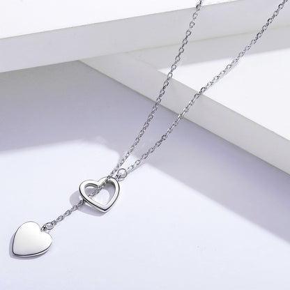 Sterling Silver Bolo Hearts Necklace