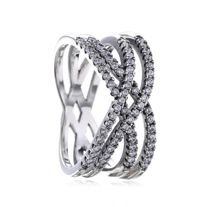 Sterling Silver Pave Criss-Cross Ring
