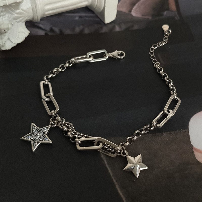 Sterling Silver Paperclip Star Bracelet