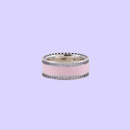 Sterling Silver Chunky Pink Enamel Ring