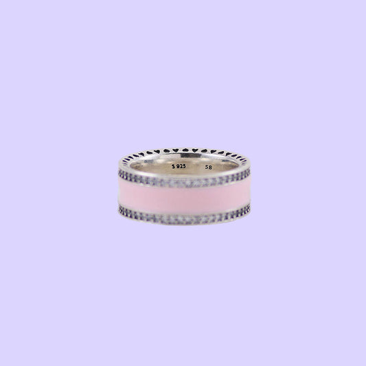 Sterling Silver Chunky Pink Enamel Ring