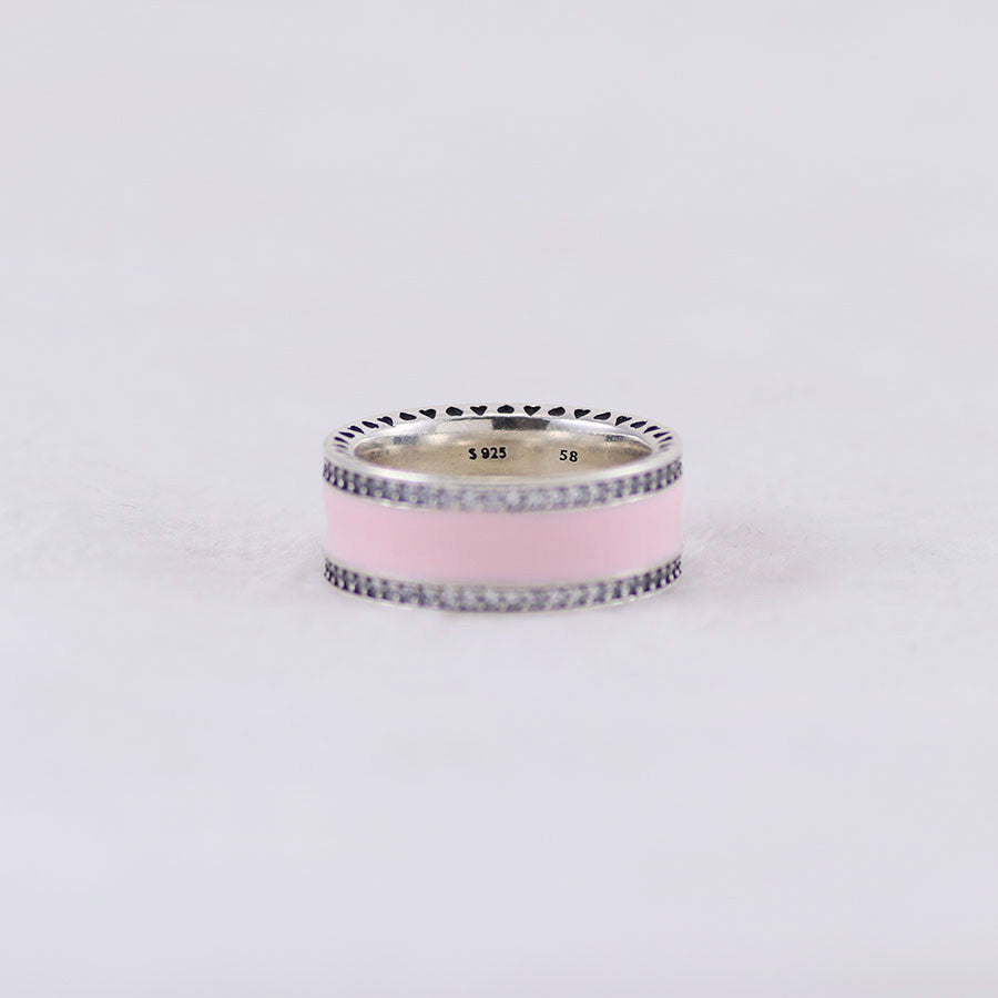 Sterling Silver Chunky Pink Enamel Ring