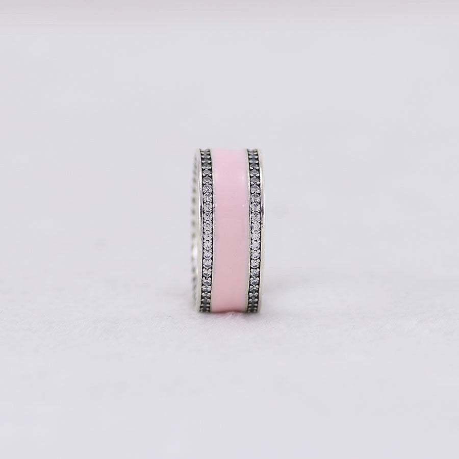 Sterling Silver Chunky Pink Enamel Ring
