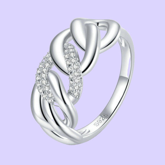 Interlocking Sterling Silver Chain Ring
