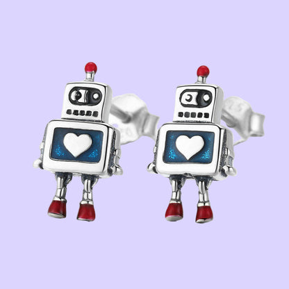 Sterling Silver RetRobot Earrings