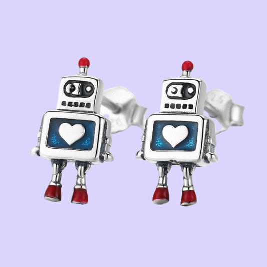 Sterling Silver RetRobot Earrings