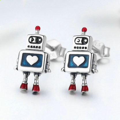 Sterling Silver RetRobot Earrings