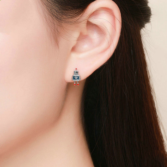 Sterling Silver RetRobot Earrings