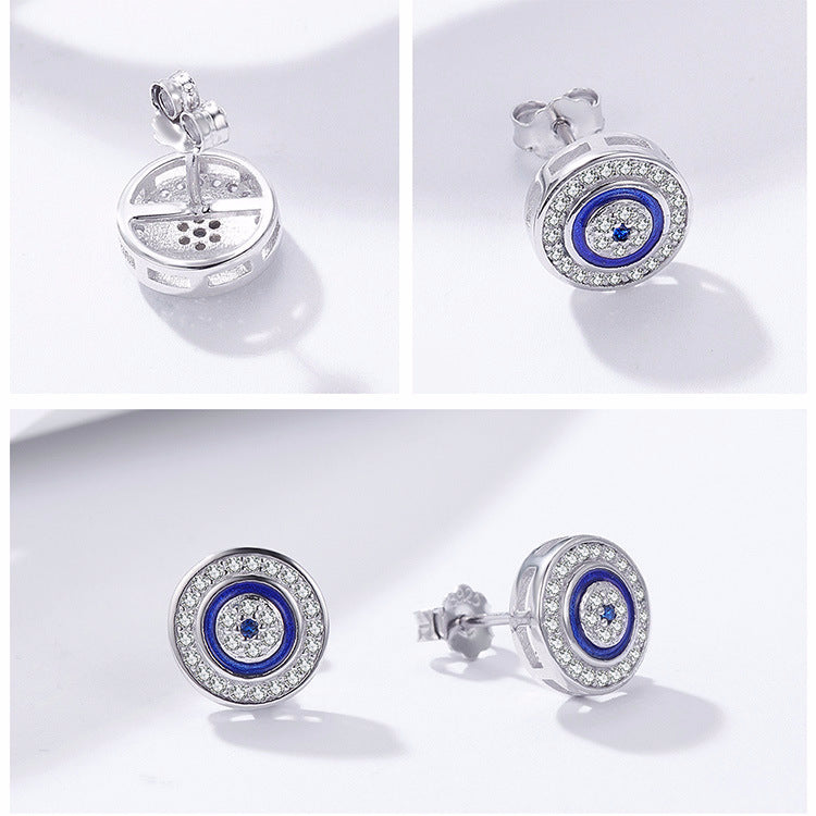 Sterling Silver Turkish Blue Eyes Stud Earrings