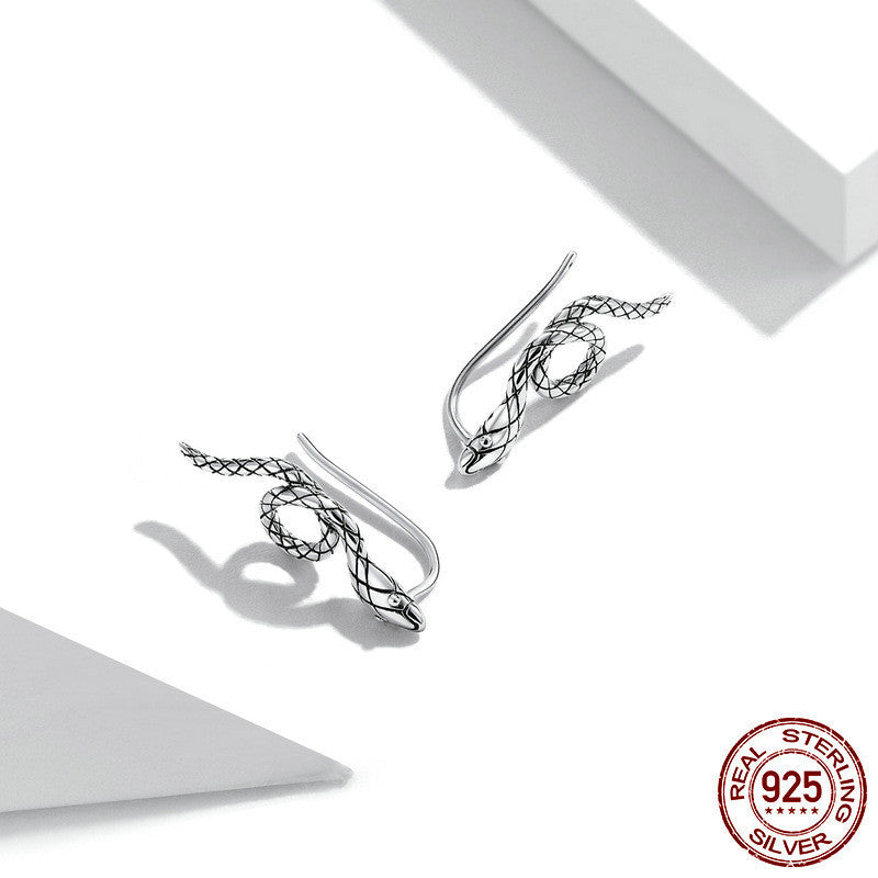 Sterling Silver Swirl Snake Stud Earrings