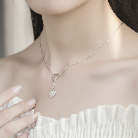 Sterling Silver Bolo Hearts Necklace