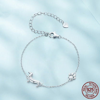 Sterling Silver Dainty Dachshund Bracelet