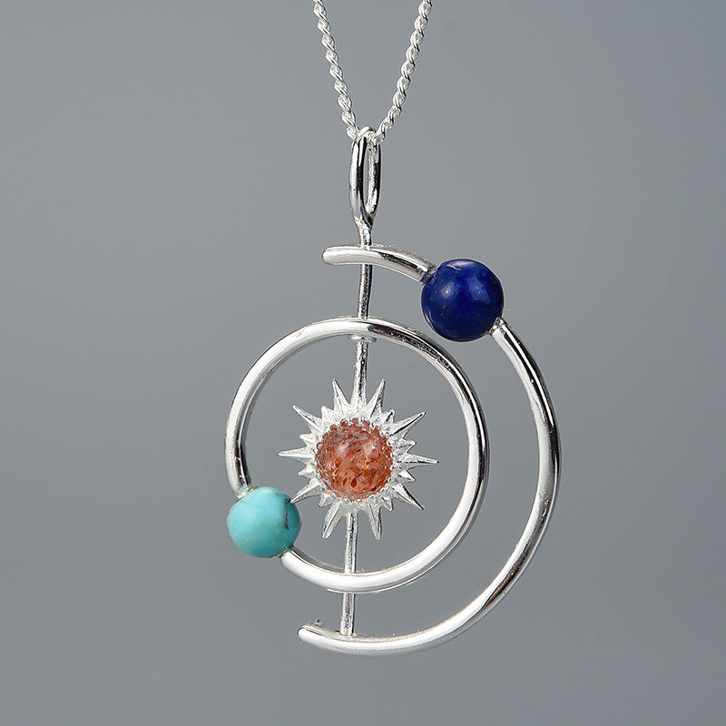 Sterling Silver Starburst & Solar System Pendant