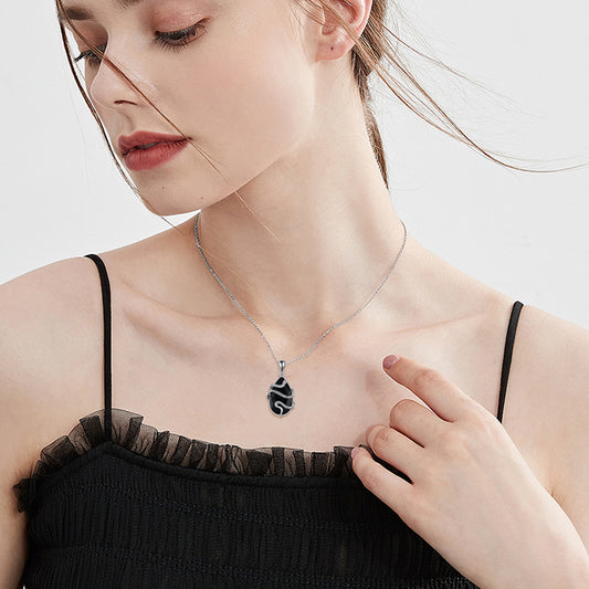 Sterling Silver Obsidian-Tourmaline Snake Pendant Necklace